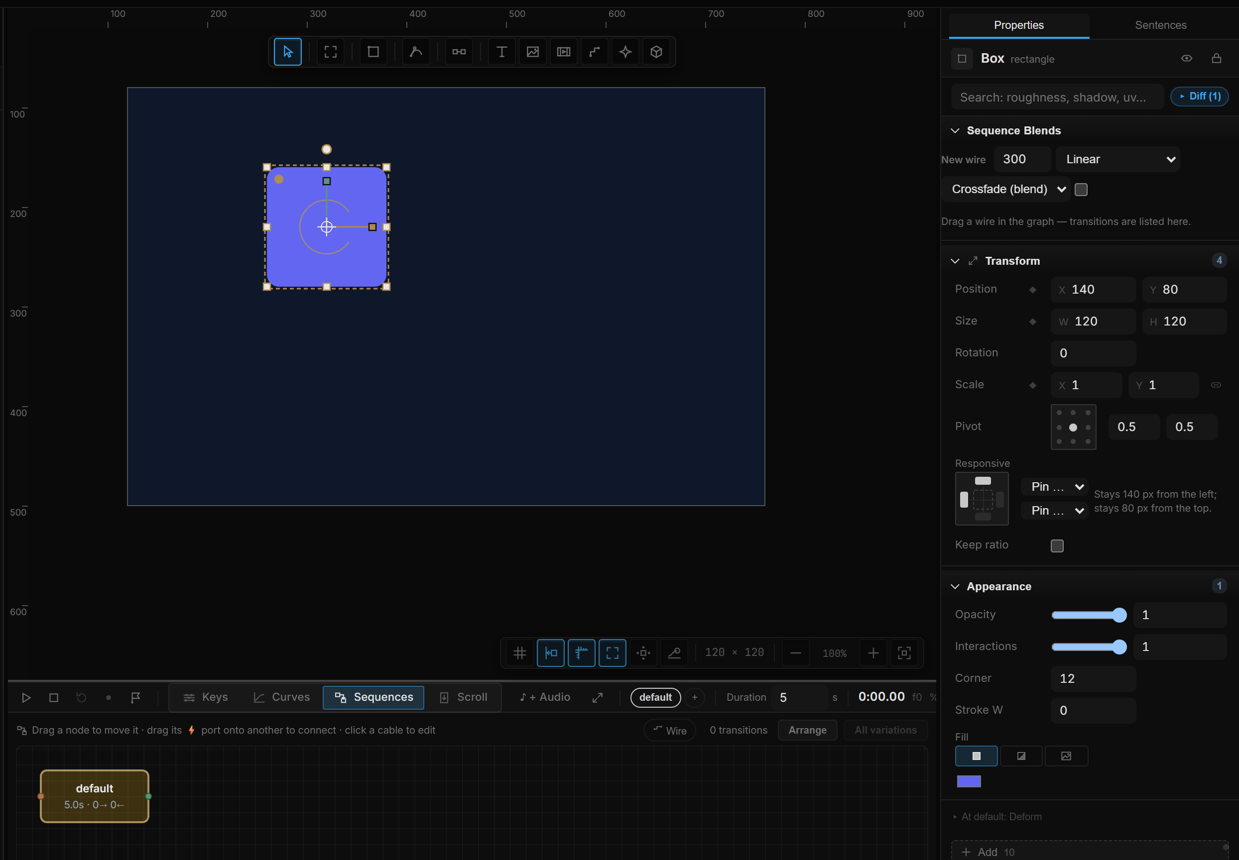 The Motion Pose card: When, Preview, To fields with X Y Z