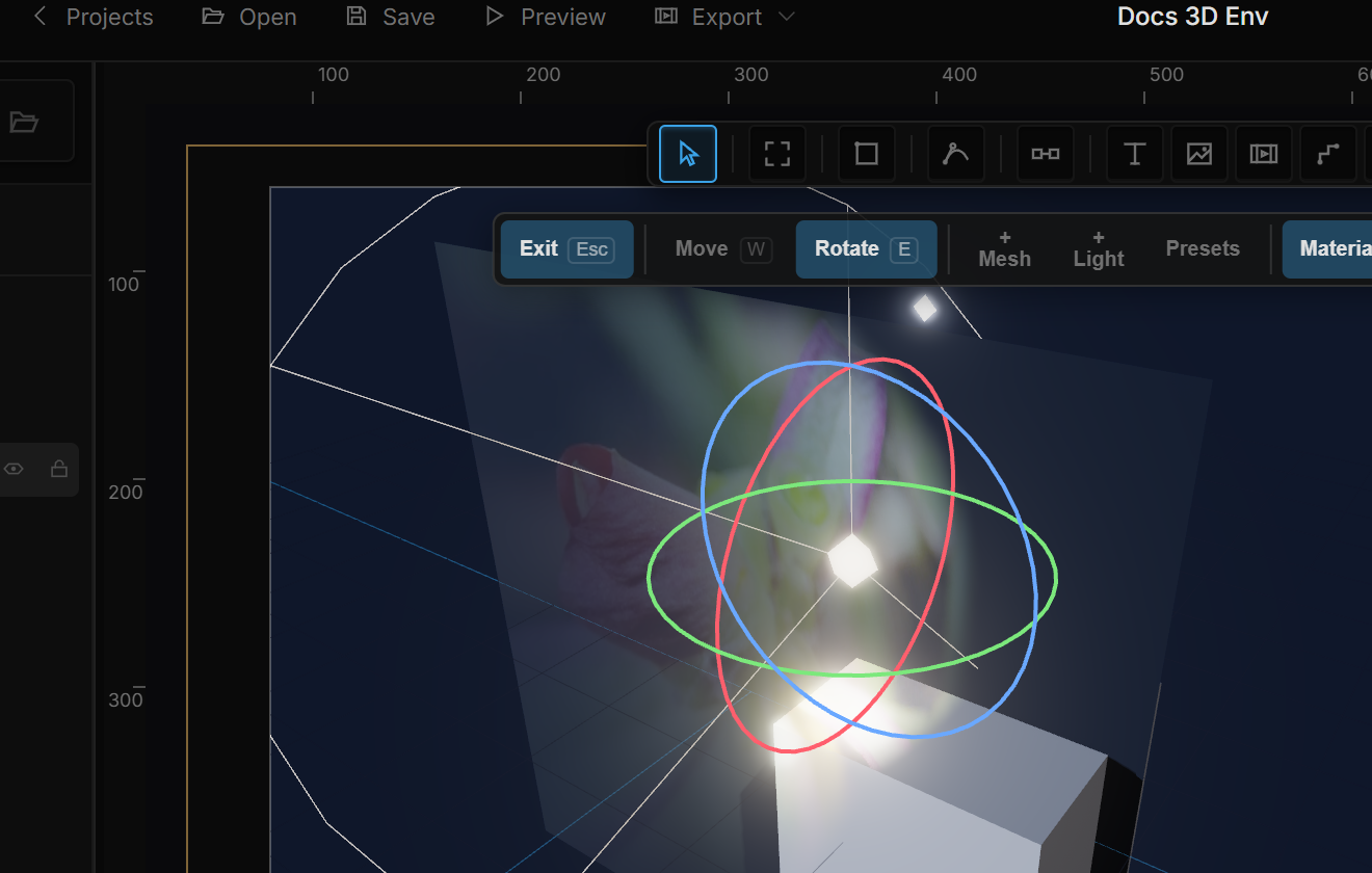 Video projected onto a 3D surface through a spotlight in the OmniMotion editor
