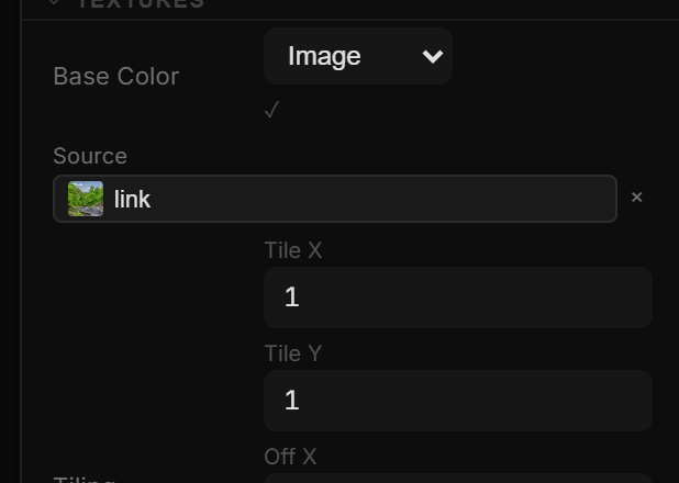 Textures sub-block with Base Color set to Image and Normal set to Image, both showing ✓