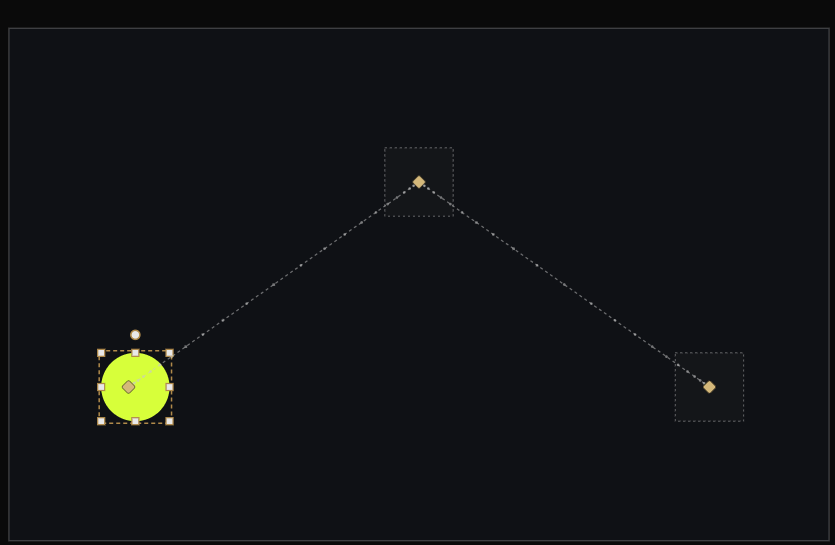 Dragging the middle diamond of a bouncing ball's path upward; the arc and the ghost at that key follow