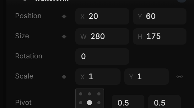 The crop rows: Zoom with the chain, Position, and the Crop on canvas and Reset buttons