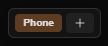 The screen chips at the top right of the canvas: Desktop, Phone (active, with a ⋯), +, and the W × H preview fields