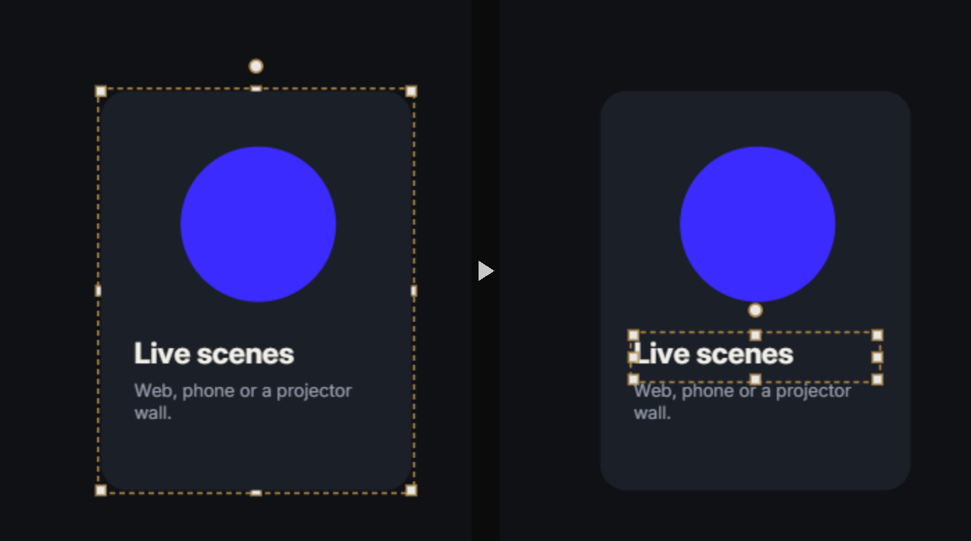 Clicking a card selects the card group; double-clicking selects the title inside it