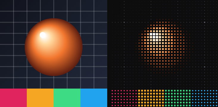 Before / after: ASCII on the sample image