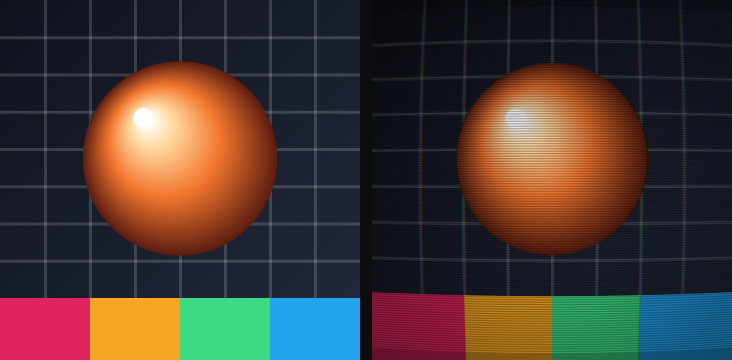 Before / after: CRT screen on the sample image
