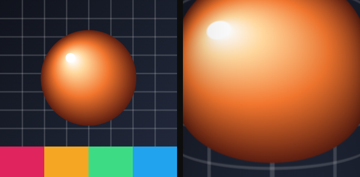Before / after: Cylinder wrap on the sample image