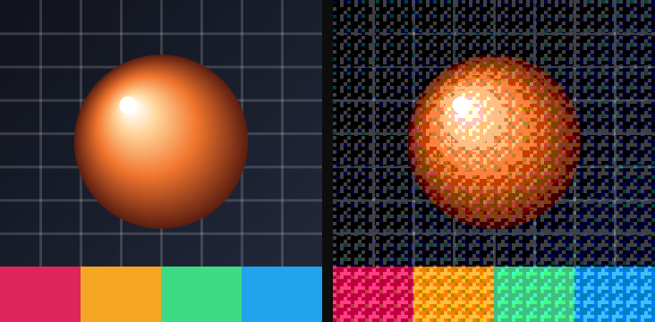 Before / after: Dither on the sample image