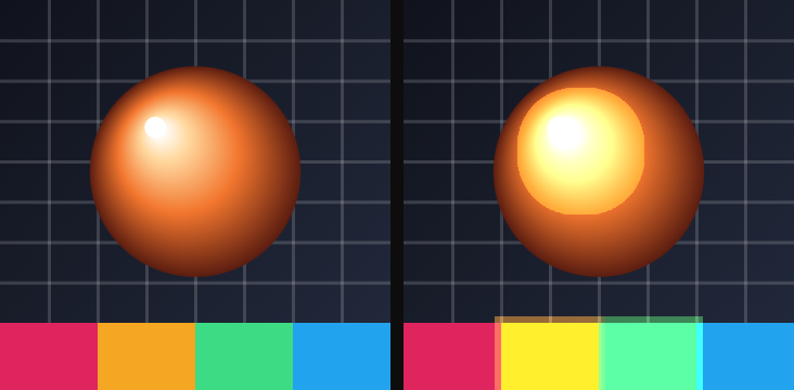Before / after: Halation on the sample image