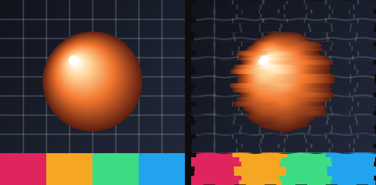 Before / after: Heat mirage on the sample image