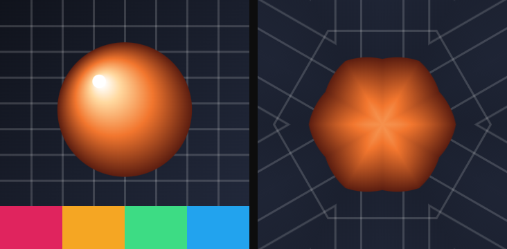 Before / after: Kaleidoscope on the sample image