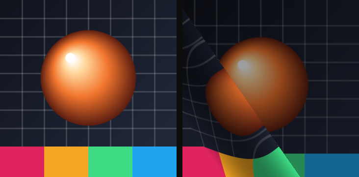Before / after: Page curl on the sample image