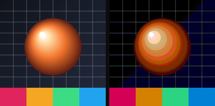 Before / after: Posterize on the sample image