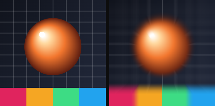 Before / after: Radial blur on the sample image