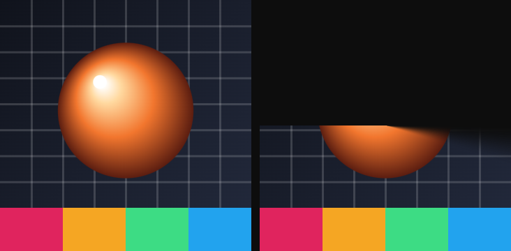 Before / after: Radial wipe on the sample image