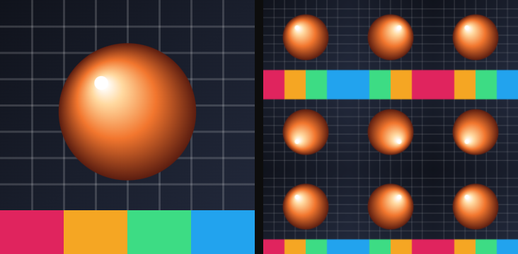 Before / after: Tile on the sample image