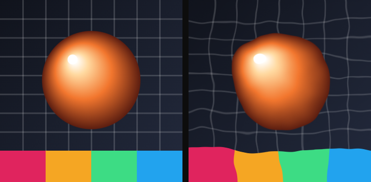 Before / after: Turbulent displace on the sample image