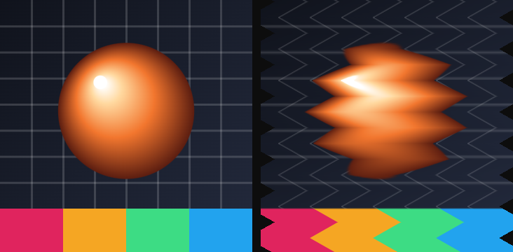 Before / after: Zigzag shear on the sample image