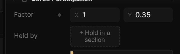 The Scroll Participation section: Factor 0.4 · 0.4 and Held by pointing at a named section