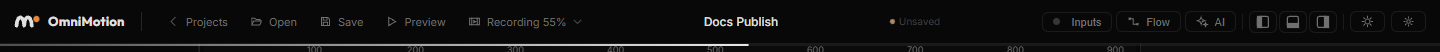 The top bar during a recording: the Export button showing Recording 42%
