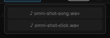 The ♪ + Audio flyout listing the audio files that are not on the timeline yet